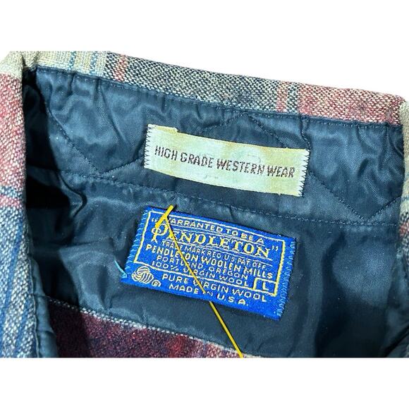 Vintage Pendleton 100% Virgin Wool High‎ Grade Western Wear Plaid Shirt L - Picture 5 of 14